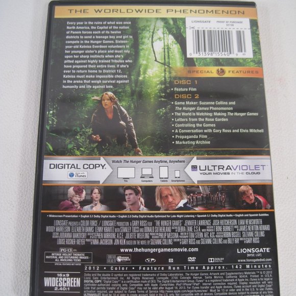 The Hunger Games (DVD, 2012, 2-Disc Set, NO Digital Copy) (Jennifer Lawrence) - Picture 7 of 9